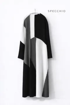 [美品]SPECCHIO モノトーンプリーツ ロングカーディガン M〜LL