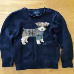Polo Ralph Lauren ネイビー犬刺繍セーター 4T