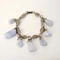 英国製 ヴィンテージ ブレスレット 天然石 ブルーレースアゲート