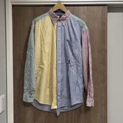 海外古着Tommy Hilfiger マルチカラーストライプシャツ Lサイズ