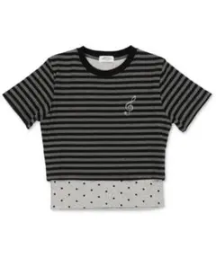 SPINNS 半袖レイヤードTシャツ/ボーダードット/ウィッシュコア