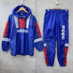 adidas ナイロン上下 セットアップ 90s デサント M~L 青