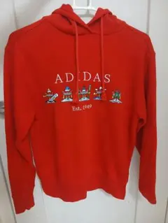 adidas パーカー レッド トレフォイル