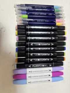 FLUENTLY ブラシペン＆アルコールマーカーセット　コピック