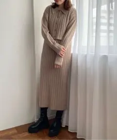 【美品】ローリーズファーム／ニットカーデ&キャミワンピ／セットアップ