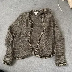 H&M ノーカラージャケット L 黒とベージュ
