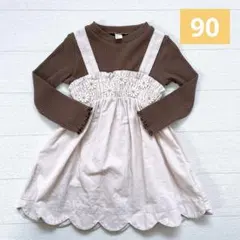 アプレレクール スカラップ 花柄ワンピース 90