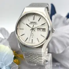 稼働 SEIKO セイコー キングクオーツ メンズ腕時計 シルバー デイデイト