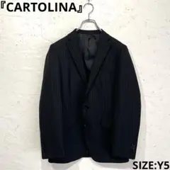 セットアップ　新品未使用タグ付【CARTOLINA】ストライプ柄　スーツ　黒Y5