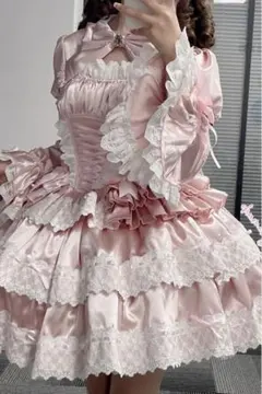 トリートユアセルフ サテンバルーンペプラムミニワンピース ピンク