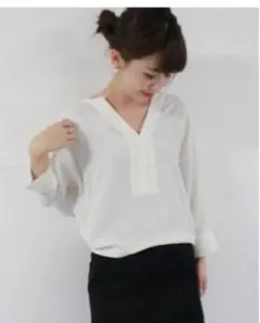 スピックアンドスパン　ノーブル　ブラウス　白　日本製