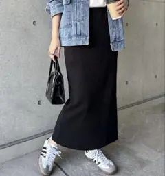 andme セルフカットリブロングタイトスカート