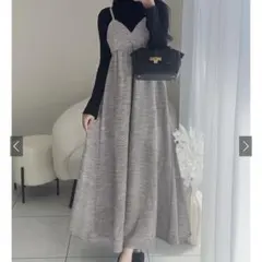 最終値下げ！【GRL】 ラメツイードフレアキャミワンピース