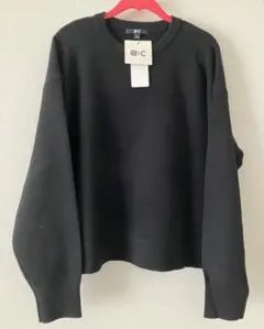 新品タグ付き　ユニクロC スムースコットンクルーネックセーター ブラック Ｌ