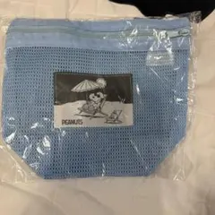 スヌーピー PEANUTS メッシュポーチ ブルー