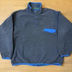 XLpatagonia スナップt グレー青 ビンテージ シンチラフリース