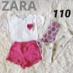 ZARA 女の子 110 フレアパンツ ショートパンツ tシャツ 花柄 刺繍