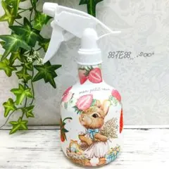 デコパージュꔛ‬ꕤ ガーデン雑貨♡スプレーボトル♡インテリア♡苺うさぎ♡リメイク