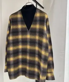 60s 70s プルオーバー オンブレ プリントネル シャツ