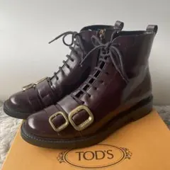 【極美品】トッズ レースアップブーツ ジップ有り 37
