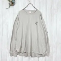 ☆ハンテン/Hang Ten (4L) ロングスリーブTシャツ 刺繍 ベージュ