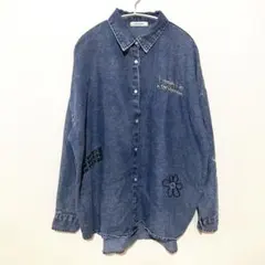 Gジャン 長袖シャツ 刺繍デザイン デニムシャツ Mサイズ