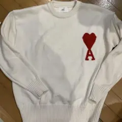 未使用　AMI Paris アミパリス ニット 白 ハート A刺繍 長袖