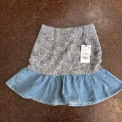ZARA フレアスカート ツイードxデニム