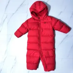 ラルフローレン ダウン ジャンプスーツ フリース ロゴ 赤 24