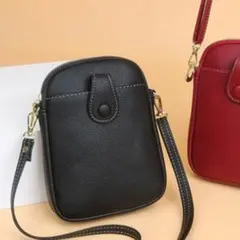 ミニショルダーバッグ 縦型 ミニポシェット お財布ショルダー　男女兼用