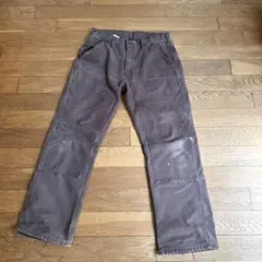 カーハート ダブルニー 黒 W32 L30 フリンジ ペインターパンツ 90s