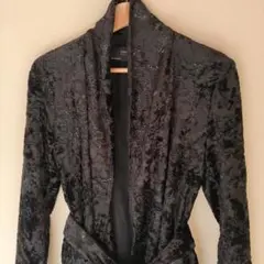 ZARA BASIC ブラックベルベットロングジャケット M