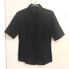 再安値！iCB ブラック五分袖ボタンシャツ