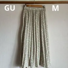 【GU】花柄プリーツロングスカート ベージュ Mのサムネイル