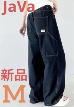 ［新品］java ワイドデニムパンツ ペインター　ネイビー　Mサイズのサムネイル