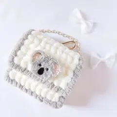 もこもこコアラのバッグチャーム｜イヤホンケース（小物入れ）【グレー】のサムネイル