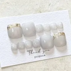 ［F12-43］フットネイルチップ12枚セット ガラスフレンチ FMG01