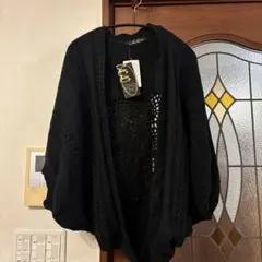 ＣＡＣ４０ブラックニットカーディガン レース編み　本日中削除