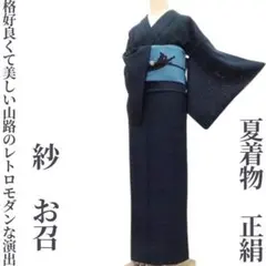 ゆめsaku 美品 夏着物 正絹 小田急謹製 紗紬 ゆったり 夏大島紬P-139