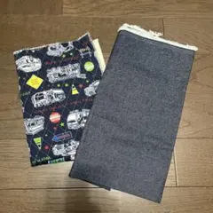 はぎれ　生地　デニム＋キルティング