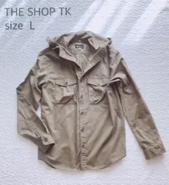 THE SHOP TK フード付きシャツ　カーキ L パーカー