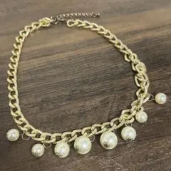 チェーン　ネックレス　ゴールド　パール