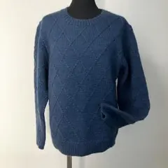 ダークブルー ダイヤモンド模様 ニットセーター