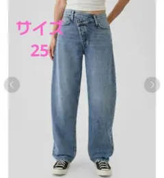 ハイライズ クロスオーバー バレルデニム ジーンズ　サイズ25のサムネイル