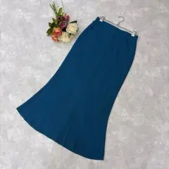 美品✨ニコアンド（M）カットマーメイドスカート ロング ウエストゴム ブルー青