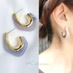 No.504 ブルーパープル 大ぶりピアス 他色あり