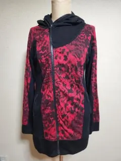 レオパード柄 赤黒 ジッパーパーカーのサムネイル