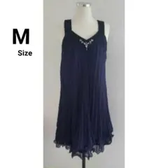 プリーツ フォーマル ドレス キャバドレス ネイビー 紺色 M