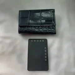 展示品　綺麗　CROSS 6連　キーケース　ネイビー　クロス　クロコダイル柄