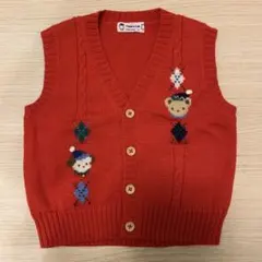希少な旧タグ✨familiarの赤の可愛いベスト 90㎝ ファミリア ニット